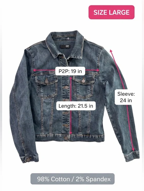 KUT Helena Denim Jacket Large Cropped Stretch Jean Jacket - Picture 2 of 12